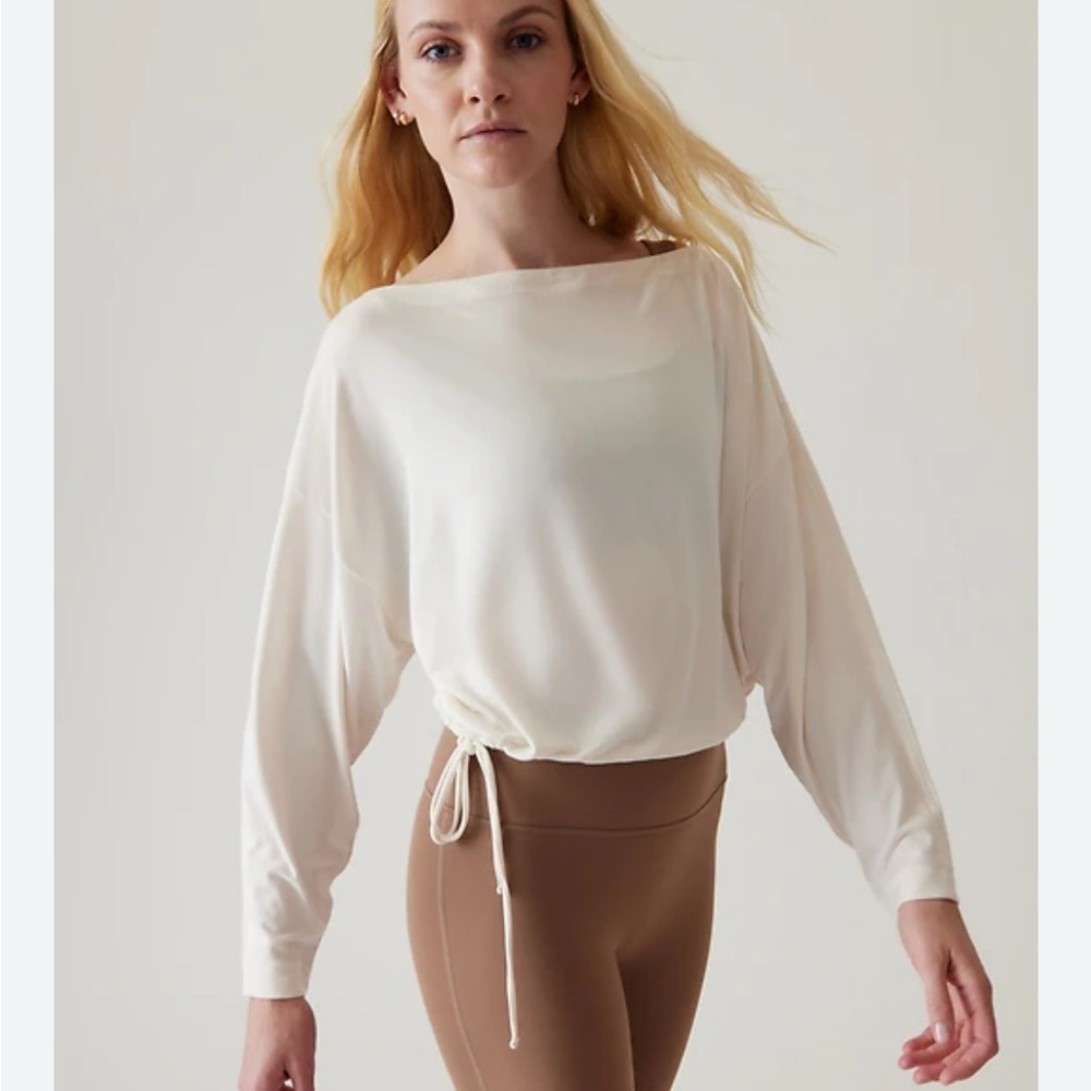 Athleta White Side Cinch Cool Down Top